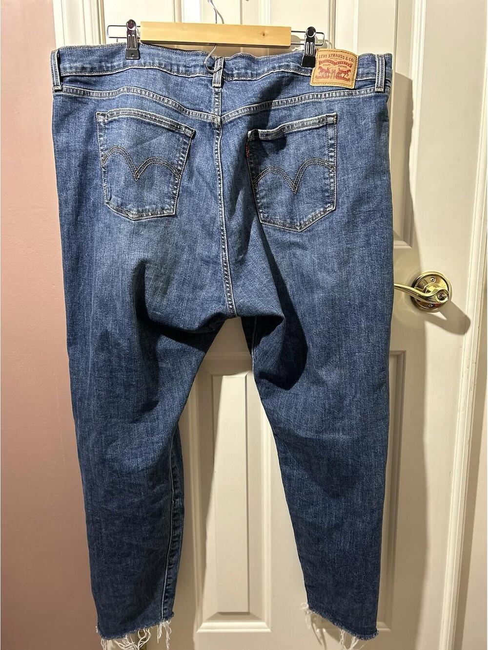 Levis Wedgie Skinny Jeans Women Size 22 Blue Raw Hem High Rise Distressed - Picture 3 of 6